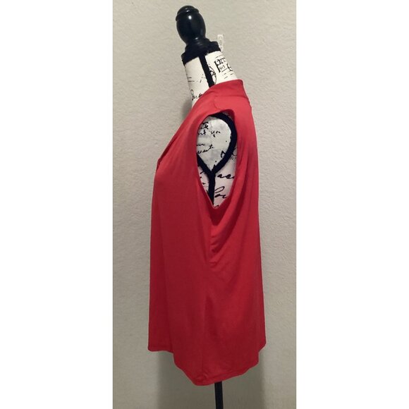 Dana Buchman Sleeveless Red Draped Neck Blouse Size L - Picture 4 of 6